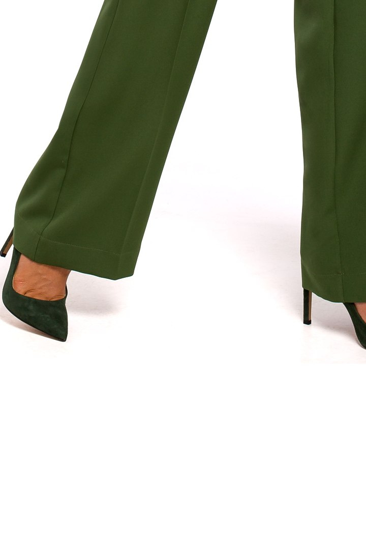 Elegancki kombinezon proste nogawki i krótki rękaw zielony me463