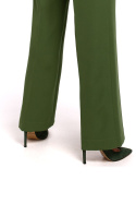 Elegancki kombinezon proste nogawki i krótki rękaw zielony me463