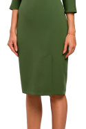 Sukienka ołówkowa midi z luźną górą i rękawem 3/4 zielona me464
