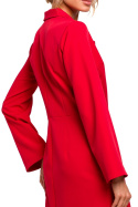 Sukienka żakietowa midi z długim rękawem wiązana czerwona me462