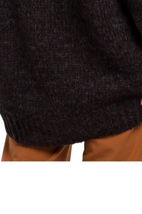 Sweter damski asymetryczny oversize z półgolfem grafitowy me468 Sweter damski asymetryczny oversize z półgolfem grafitowy me468