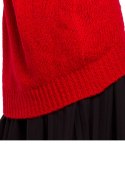 Sweter damski asymetryczny oversize z półgolfem czerwony me468