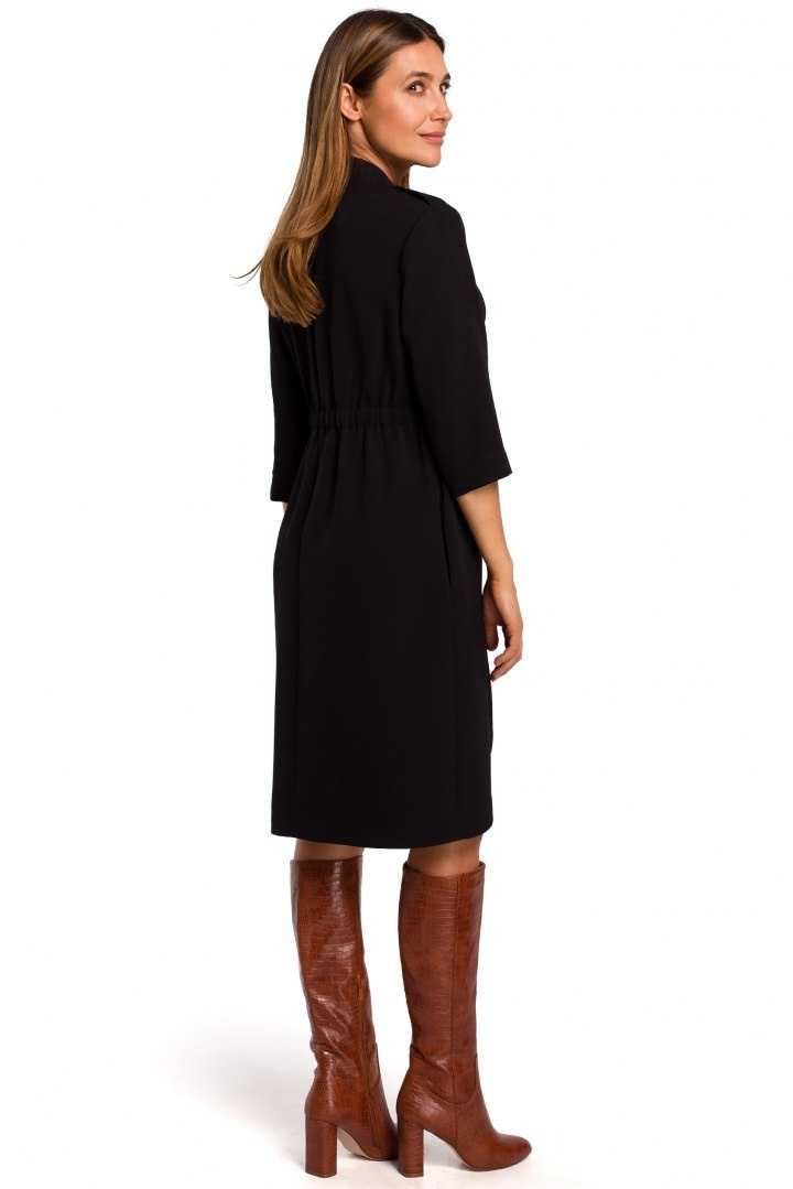Elegancka sukienka żakietowa zapinana z gumką z tyłu czarna S189