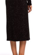 Sukienka swetrowa z ozdobnymi guzikami i rozcięciem czarna S193