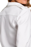 Koszula damska klasyczna luźna z długim rękawem gładka biała S192