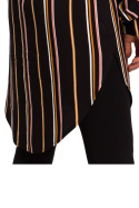 Tunika midi koszulowa w paski z wiskozy wiązana w pasie czarna S197
