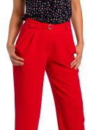 Eleganckie spodnie damskie z wysokim stanem nogawki 7/8 czerwone S187