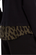 Sweter damski bawełniany warstwowy z ozdobnymi guzikami czarny S195