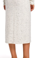 Sukienka swetrowa z ozdobnymi guzikami i rozcięciem ecru S193