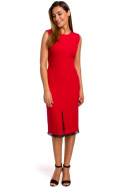Sukienka ołówkowa dopasowana midi z koronką bez rękawów czerwona S190