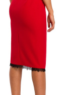 Sukienka ołówkowa dopasowana midi z koronką bez rękawów czerwona S190