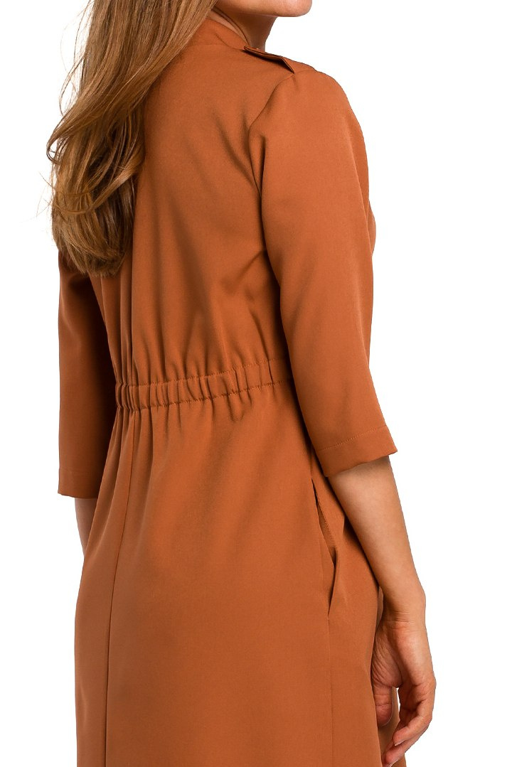 Elegancka sukienka żakietowa zapinana z gumką z tyłu ruda S189