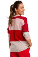 Sweter damski w pasy ze ściągaczem lekki wielokolorowy m2 S200