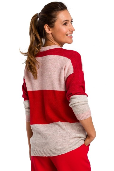 Sweter damski w pasy ze ściągaczem lekki wielokolorowy m2 S200 Sweter damski w pasy ze ściągaczem lekki wielokolorowy m2 S200