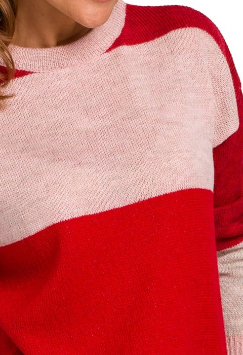 Sweter damski w pasy ze ściągaczem lekki wielokolorowy m2 S200 Sweter damski w pasy ze ściągaczem lekki wielokolorowy m2 S200