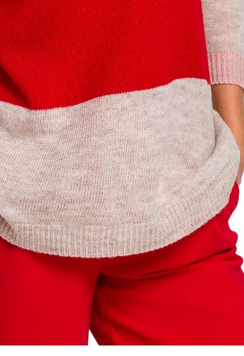Sweter damski w pasy ze ściągaczem lekki wielokolorowy m2 S200 Sweter damski w pasy ze ściągaczem lekki wielokolorowy m2 S200