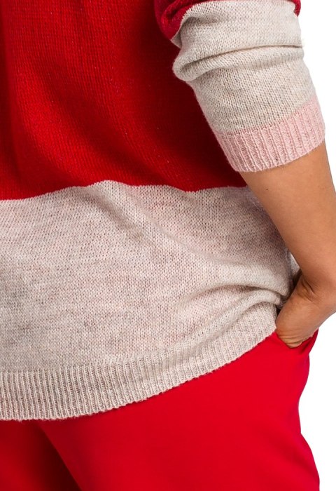 Sweter damski w pasy ze ściągaczem lekki wielokolorowy m2 S200 Sweter damski w pasy ze ściągaczem lekki wielokolorowy m2 S200