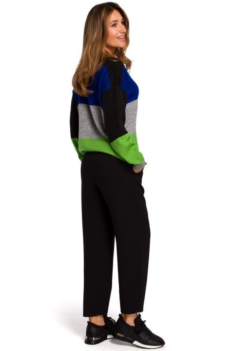 Sweter damski w pasy ze ściągaczem lekki wielokolorowy m3 S200 Sweter damski w pasy ze ściągaczem lekki wielokolorowy m3 S200