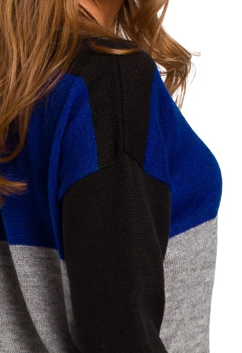 Sweter damski w pasy ze ściągaczem lekki wielokolorowy m3 S200 Sweter damski w pasy ze ściągaczem lekki wielokolorowy m3 S200