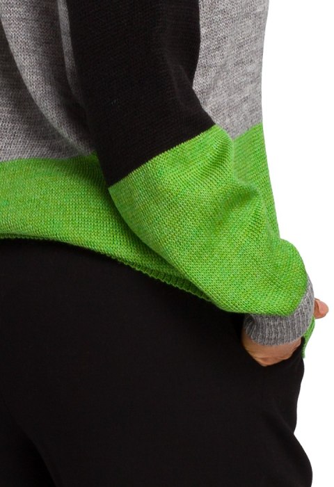 Sweter damski w pasy ze ściągaczem lekki wielokolorowy m3 S200 Sweter damski w pasy ze ściągaczem lekki wielokolorowy m3 S200