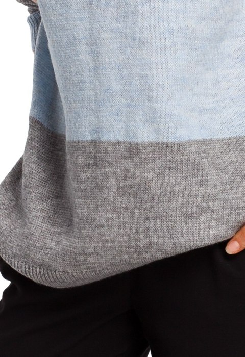 Sweter damski w pasy ze ściągaczem lekki wielokolorowy m1 S200 Sweter damski w pasy ze ściągaczem lekki wielokolorowy m1 S200
