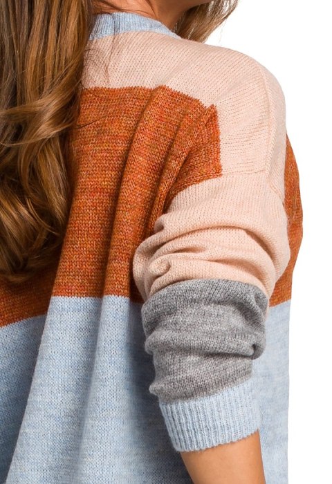 Sweter damski w pasy ze ściągaczem lekki wielokolorowy m1 S200 Sweter damski w pasy ze ściągaczem lekki wielokolorowy m1 S200