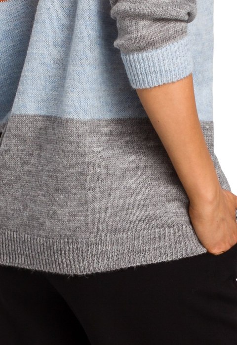 Sweter damski w pasy ze ściągaczem lekki wielokolorowy m1 S200 Sweter damski w pasy ze ściągaczem lekki wielokolorowy m1 S200