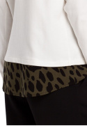 Sweter damski bawełniany warstwowy z ozdobnymi guzikami ecru S195
