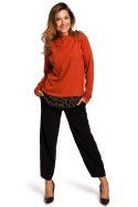 Sweter damski bawełniany warstwowy z ozdobnymi guzikami rudy S195