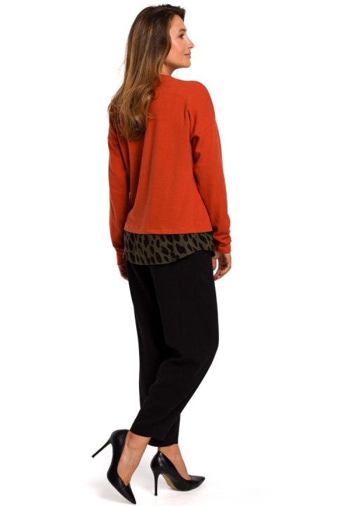 Sweter damski bawełniany warstwowy z ozdobnymi guzikami rudy S195 Sweter damski bawełniany warstwowy z ozdobnymi guzikami rudy S195