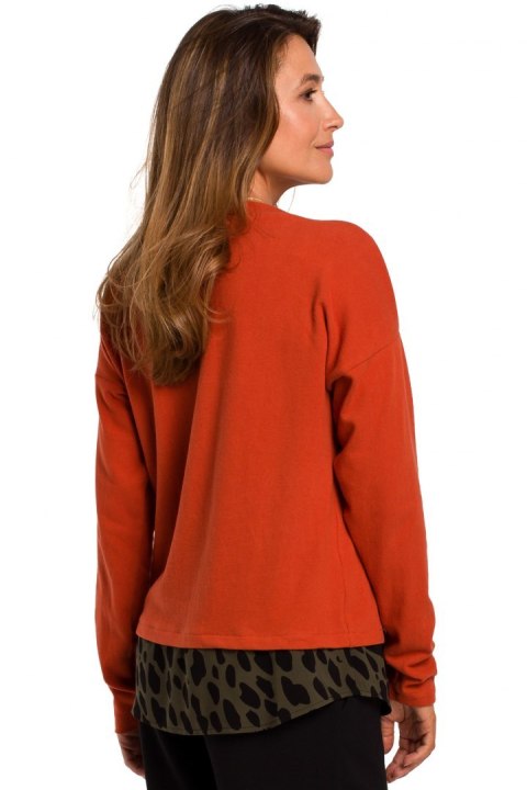 Sweter damski bawełniany warstwowy z ozdobnymi guzikami rudy S195 Sweter damski bawełniany warstwowy z ozdobnymi guzikami rudy S195