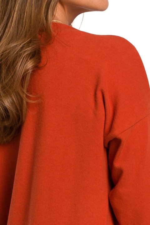 Sweter damski bawełniany warstwowy z ozdobnymi guzikami rudy S195 Sweter damski bawełniany warstwowy z ozdobnymi guzikami rudy S195