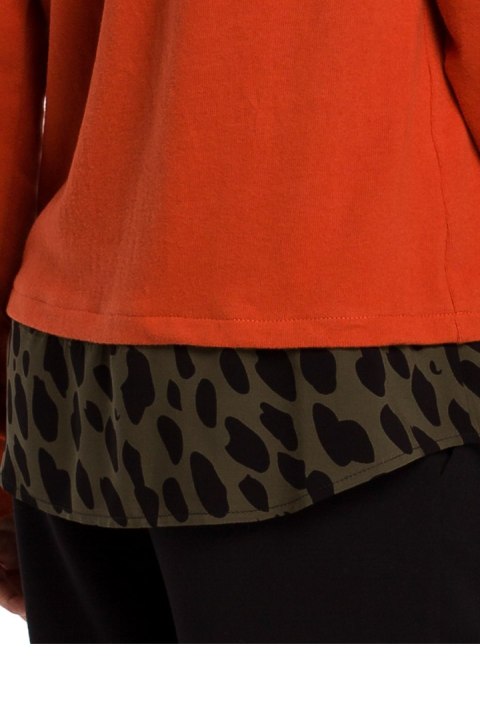Sweter damski bawełniany warstwowy z ozdobnymi guzikami rudy S195 Sweter damski bawełniany warstwowy z ozdobnymi guzikami rudy S195