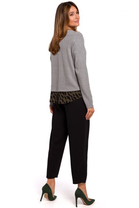 Sweter damski bawełniany warstwowy z ozdobnymi guzikami szary S195 Sweter damski bawełniany warstwowy z ozdobnymi guzikami szary S195