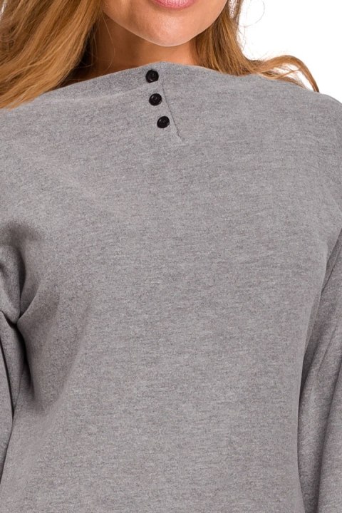 Sweter damski bawełniany warstwowy z ozdobnymi guzikami szary S195 Sweter damski bawełniany warstwowy z ozdobnymi guzikami szary S195