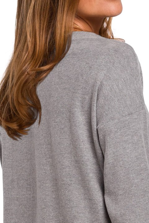 Sweter damski bawełniany warstwowy z ozdobnymi guzikami szary S195 Sweter damski bawełniany warstwowy z ozdobnymi guzikami szary S195