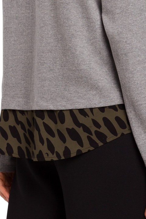 Sweter damski bawełniany warstwowy z ozdobnymi guzikami szary S195 Sweter damski bawełniany warstwowy z ozdobnymi guzikami szary S195