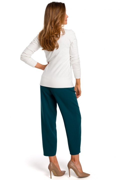 Sweter damski dopasowany zapinany na napy dzianinowy ecru S198 Sweter damski dopasowany zapinany na napy dzianinowy ecru S198