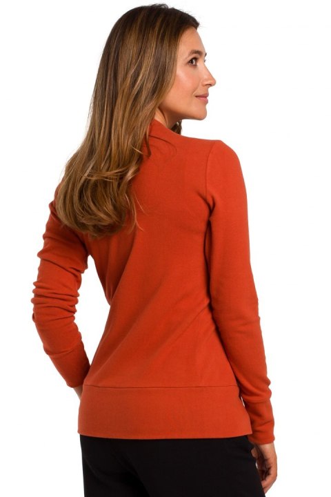 Sweter damski dopasowany zapinany na napy dzianinowy rudy S198 Sweter damski dopasowany zapinany na napy dzianinowy rudy S198