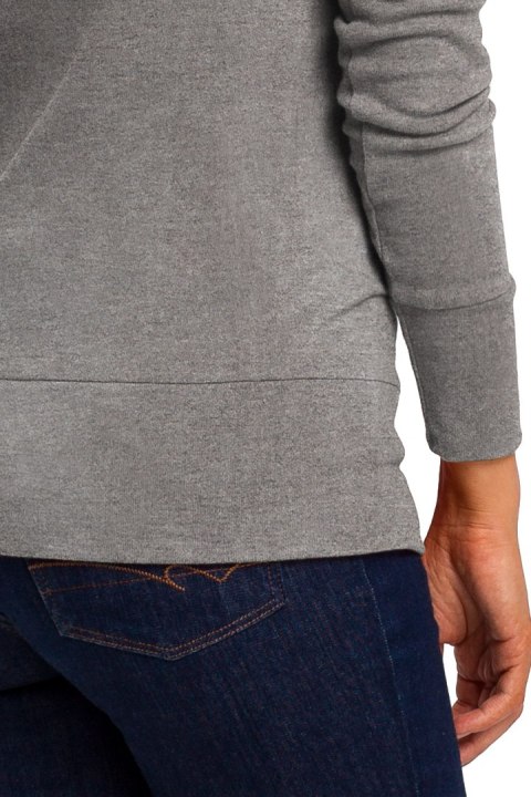 Sweter damski dopasowany zapinany na napy dzianinowy szary S198 Sweter damski dopasowany zapinany na napy dzianinowy szary S198