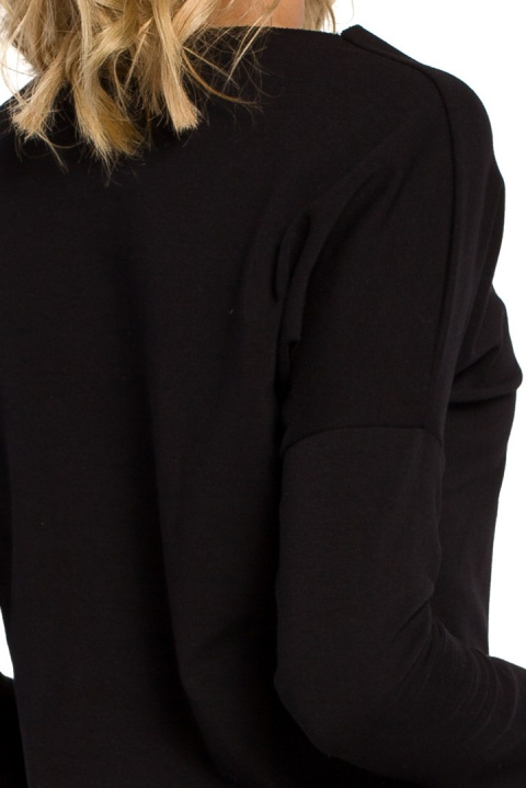Bluza damska z sercem wiązana z boku czarna me048 Bluza damska z sercem wiązana z boku czarna me048