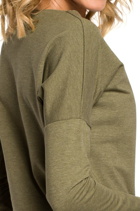 Bluza damska z sercem wiązana z boku khaki me048 Bluza damska z sercem wiązana z boku khaki me048