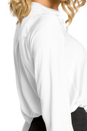 Bluzka damska koszulowa ze stójką i długim rękawem biała me063