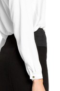Bluzka damska koszulowa ze stójką i długim rękawem biała me063