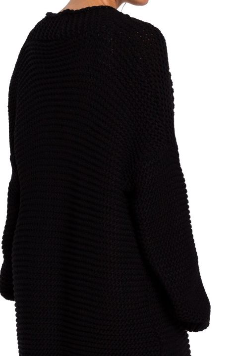 Kardigan damski oversize bez zapięcia szerokie rękawy czarny BK037 Kardigan damski oversize bez zapięcia szerokie rękawy czarny BK037