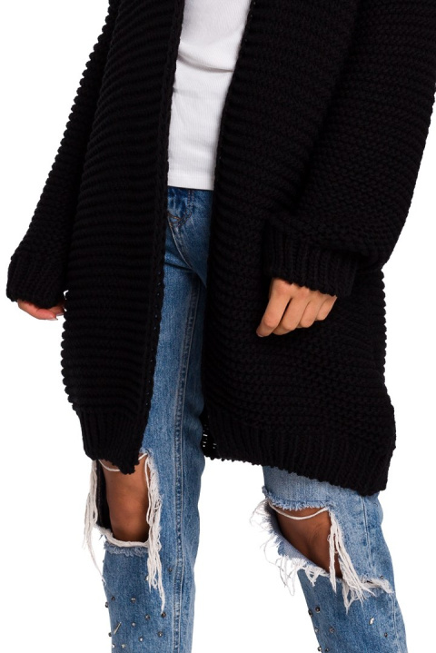 Kardigan damski oversize bez zapięcia szerokie rękawy czarny BK037 Kardigan damski oversize bez zapięcia szerokie rękawy czarny BK037