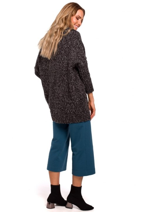 Sweter damski oversize asymetryczny z półgolfem grafitowy me470 Sweter damski oversize asymetryczny z półgolfem grafitowy me470
