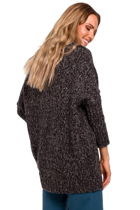 Sweter damski oversize asymetryczny z półgolfem grafitowy me470 Sweter damski oversize asymetryczny z półgolfem grafitowy me470