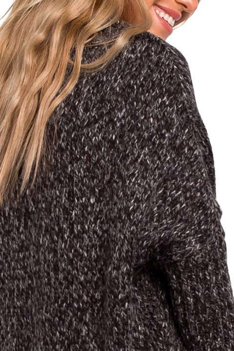 Sweter damski oversize asymetryczny z półgolfem grafitowy me470 Sweter damski oversize asymetryczny z półgolfem grafitowy me470