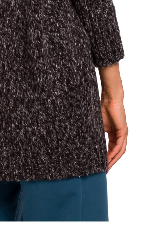 Sweter damski oversize asymetryczny z półgolfem grafitowy me470 Sweter damski oversize asymetryczny z półgolfem grafitowy me470